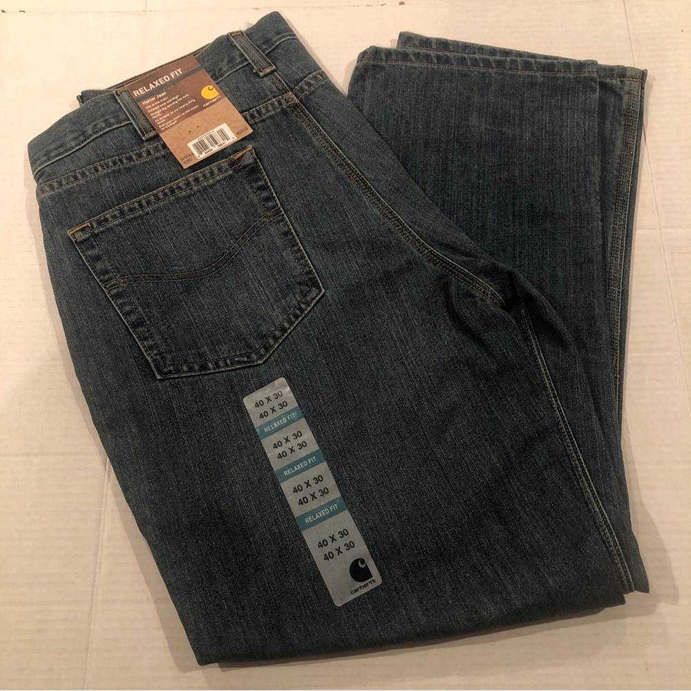 Carhartt Men’s 40X30 Relaxed Fit Holter Denim Blue Jeans 101483 980